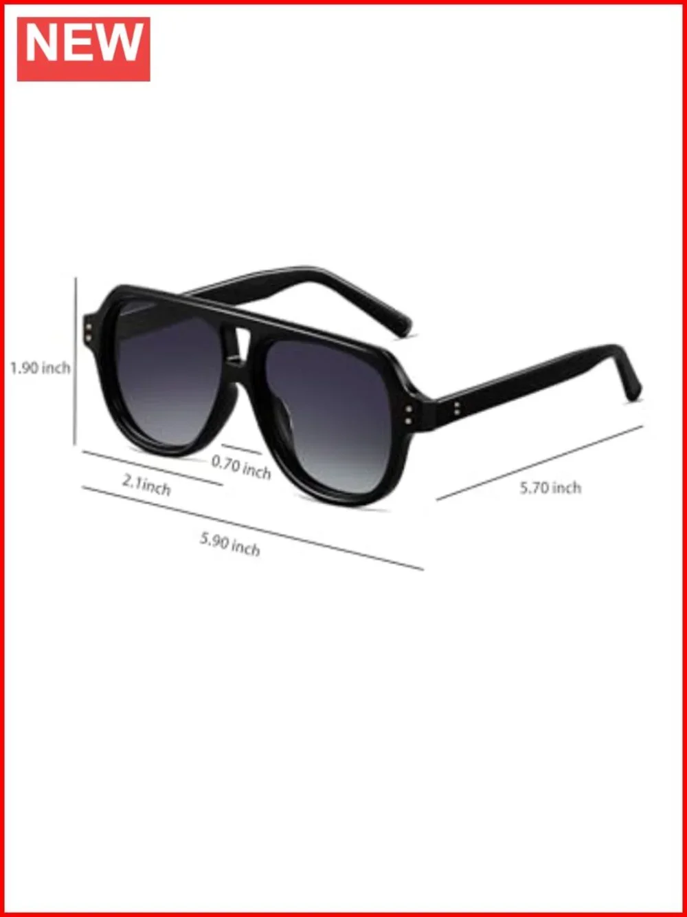 Retro Polarized Chunky Aviator Sunglasses for Women Men Square Oversized Pilot